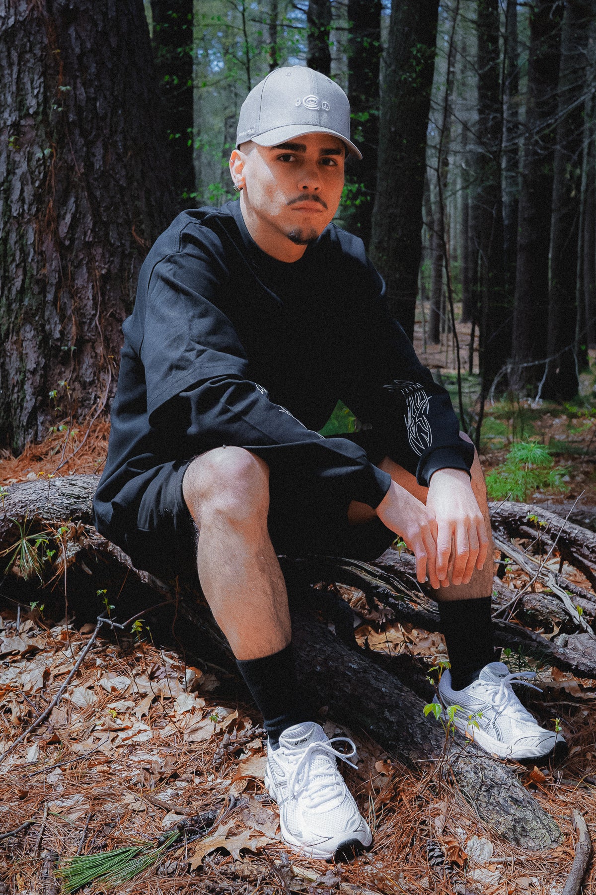 TATTED DOUBLE SHIRT: BLACK