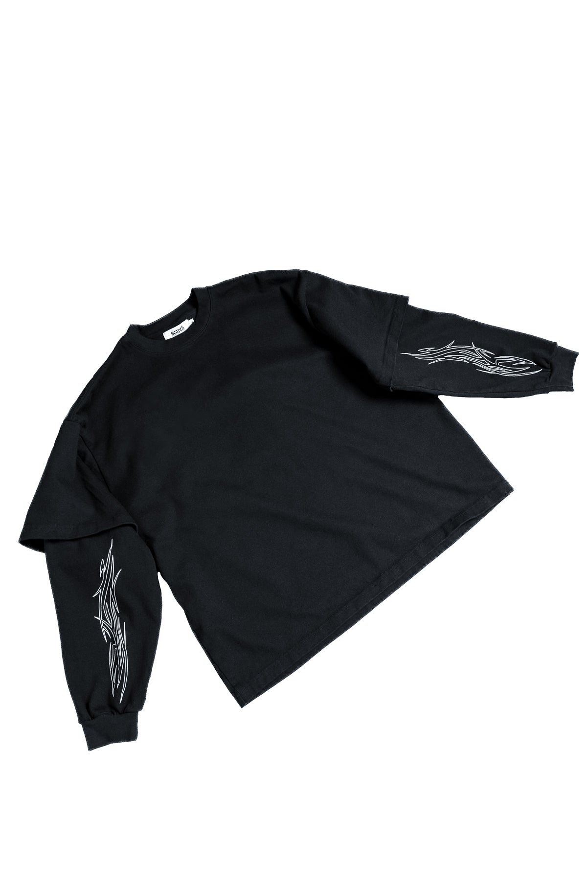 TATTED DOUBLE SHIRT: BLACK