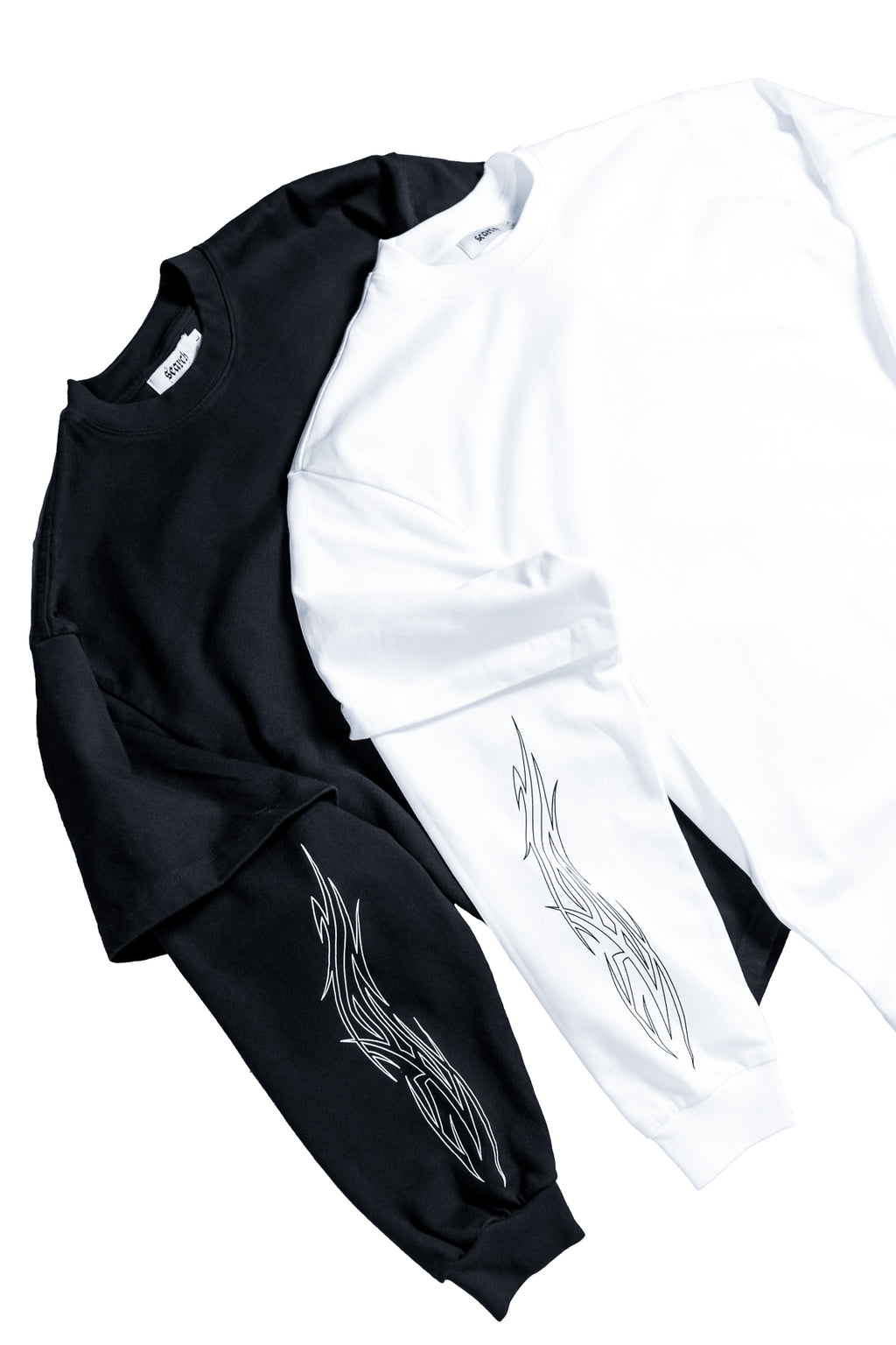 TATTED DOUBLE SHIRT: BLACK