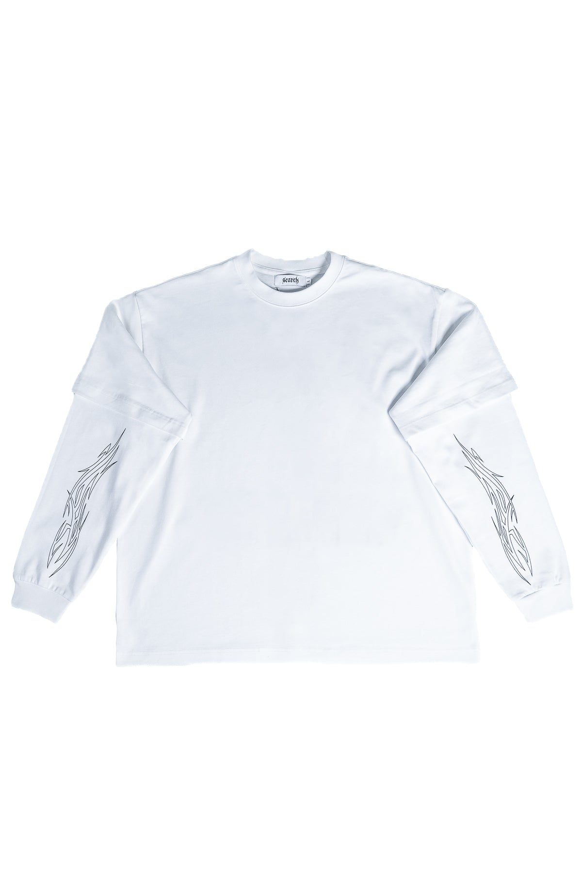 TATTED DOUBLE SHIRT: WHITE